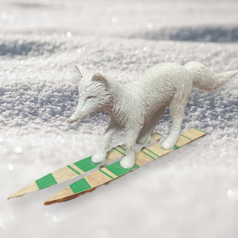 Studio Art White Fox on Skis Figurine